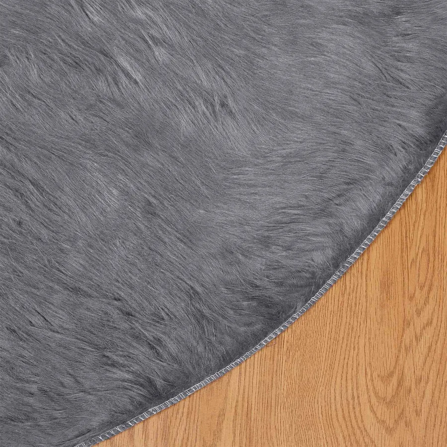 Tapis en fausse TAFALLA Anthracite Ø 80 cm Polyester - 7