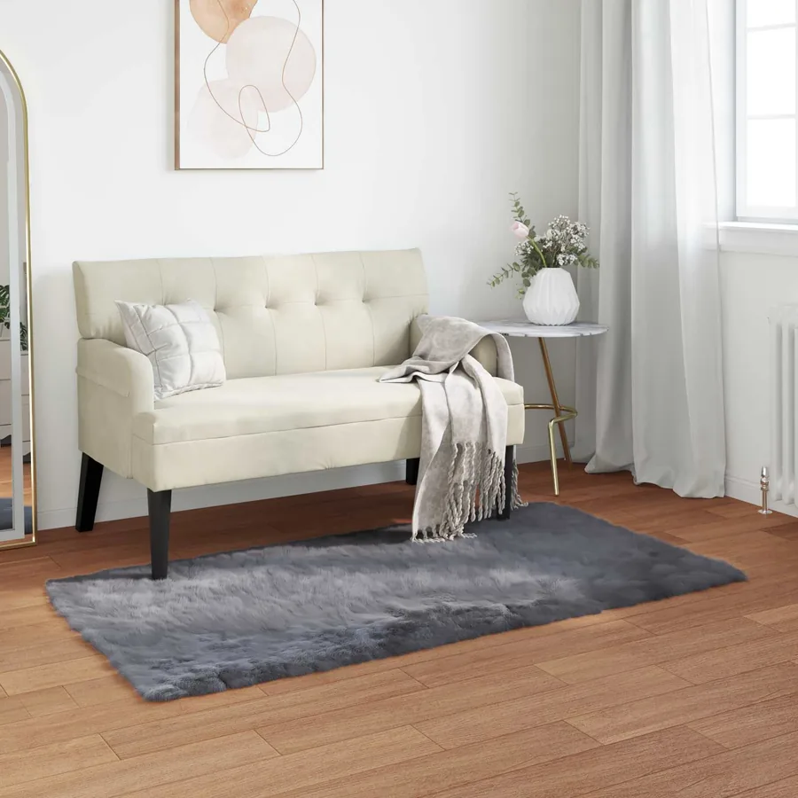 Tapis en fausse TAFALLA Anthracite 60 x 110 cm Polyester
