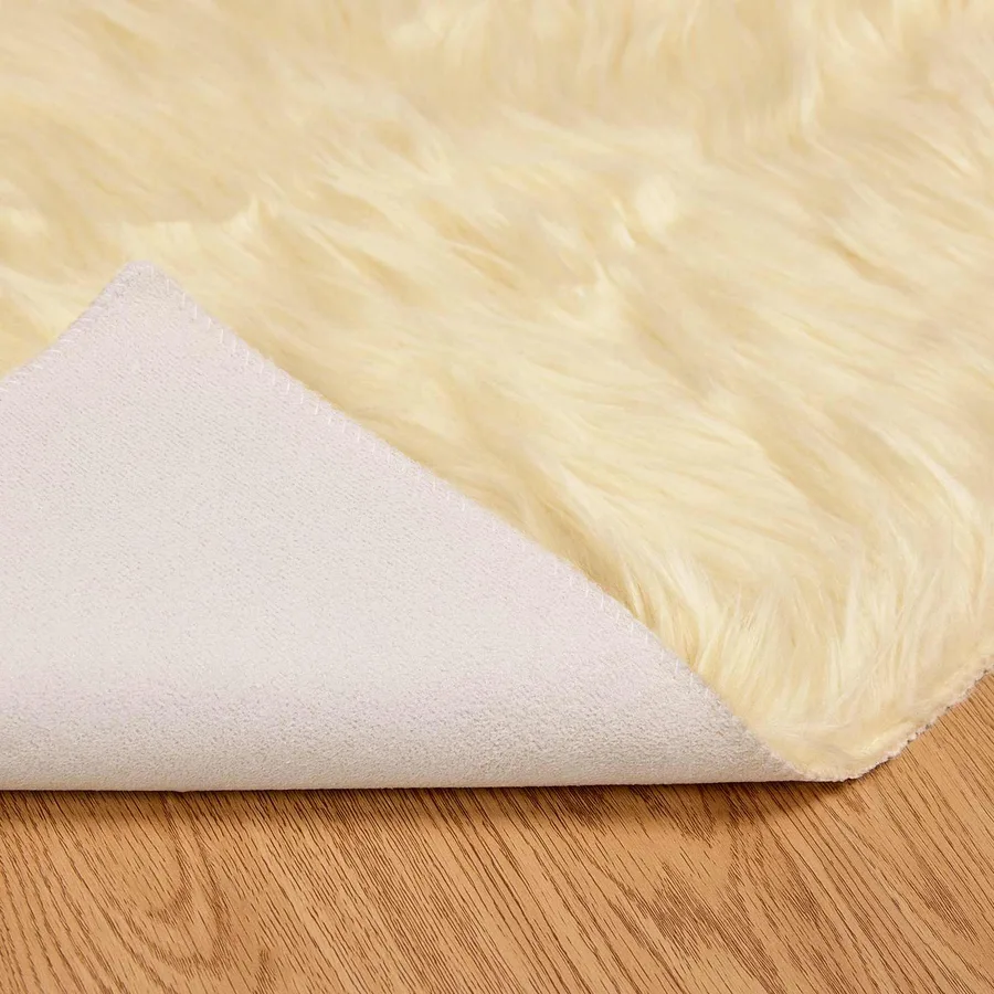 Tapis en fausse TAFALLA Crème Ø 80 cm Polyester - 6