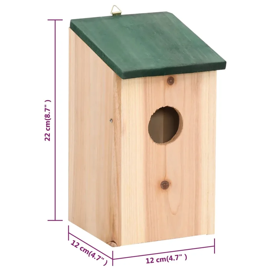 4 pcs Nichoirs Bois 12x12x22 cm - 8