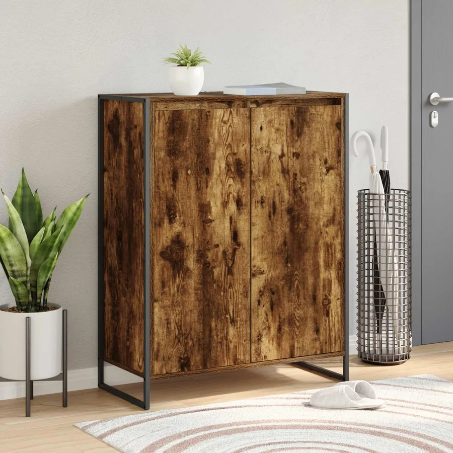 Cabinet à chaussures avec stockage Chêne Fumé 79 x 36 x 100 cm