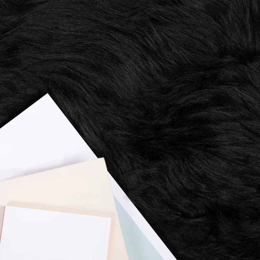Tapis en fausse TAFALLA Noir Ø 80 cm Polyester - 3