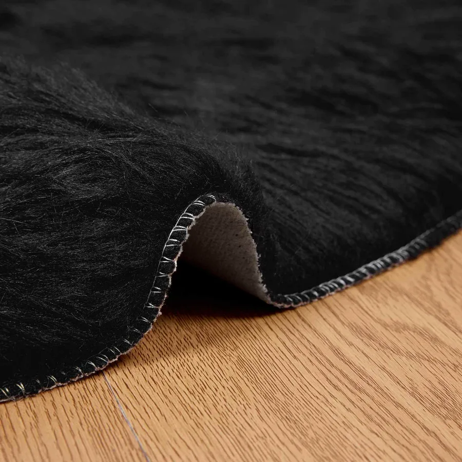 Tapis en fausse TAFALLA Noir Ø 80 cm Polyester - 6