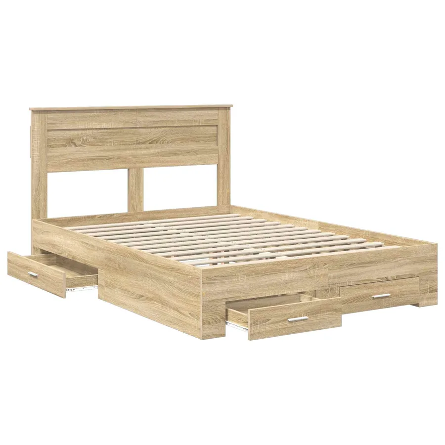 Cadre de lit Chêne Sonoma 140 x 190 cm Bois d'ingénierie - 5