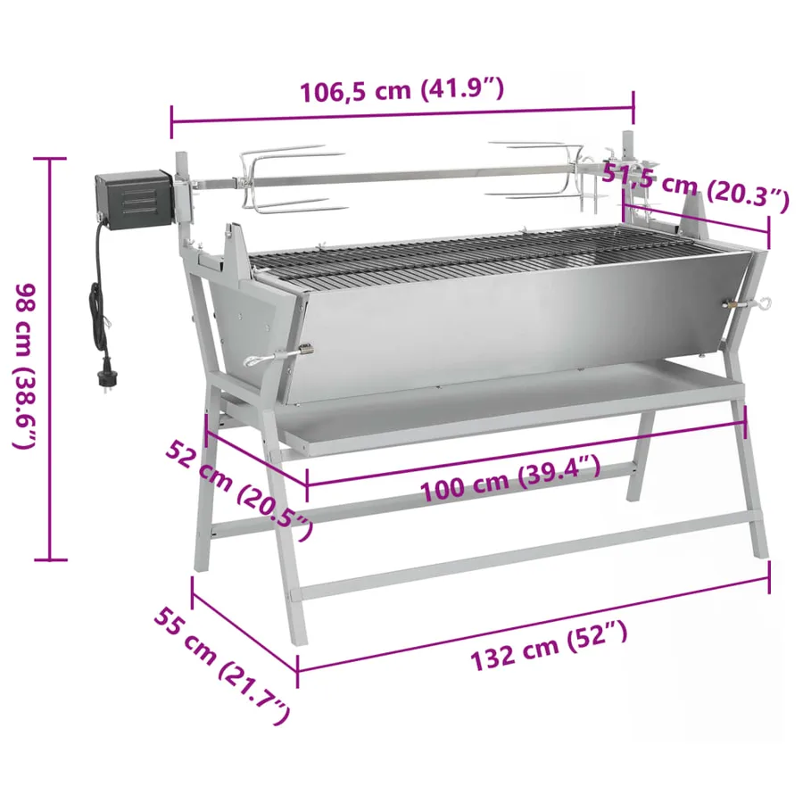 Broche à rôtir de barbecue Fer et acier inoxydable - 10