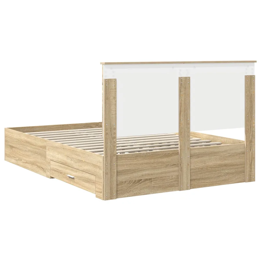 Cadre de lit Chêne Sonoma 140 x 190 cm Bois d'ingénierie - 10