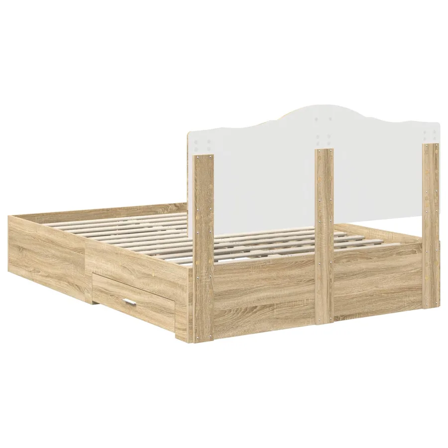 Cadre de lit Chêne Sonoma 140 x 190 cm Bois d'ingénierie - 10