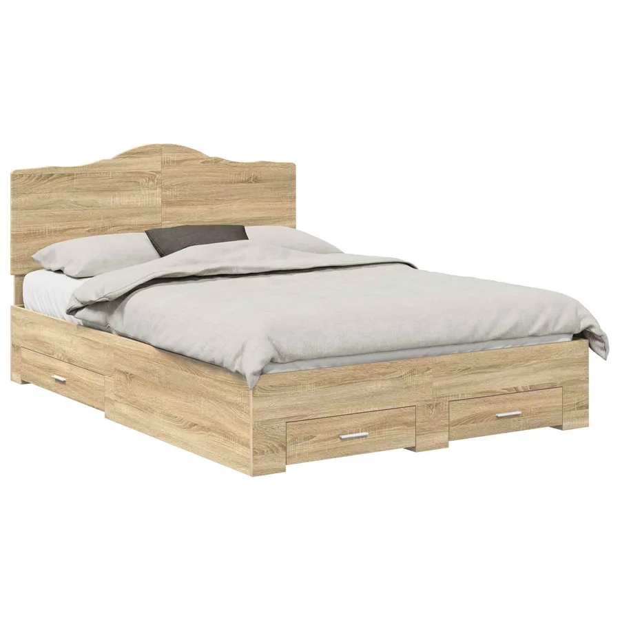 Cadre de lit Chêne Sonoma 140 x 190 cm Bois d'ingénierie - 2