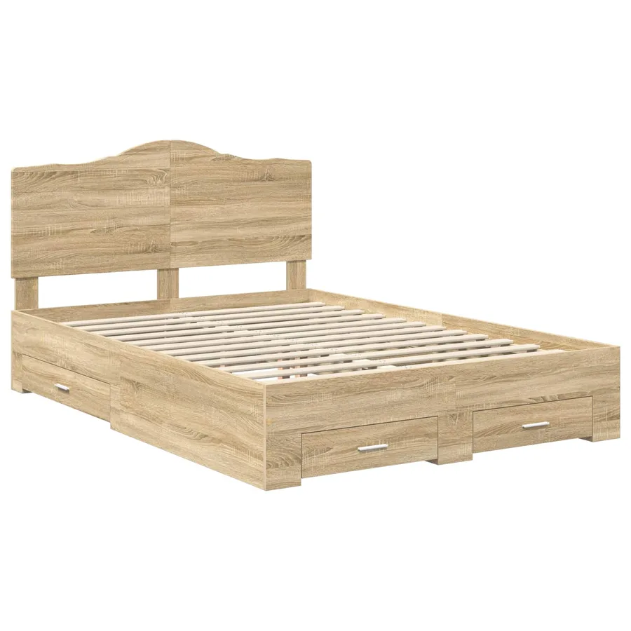 Cadre de lit Chêne Sonoma 140 x 190 cm Bois d'ingénierie - 4