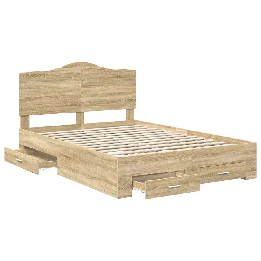 Cadre de lit Chêne Sonoma 140 x 190 cm Bois d'ingénierie - 5