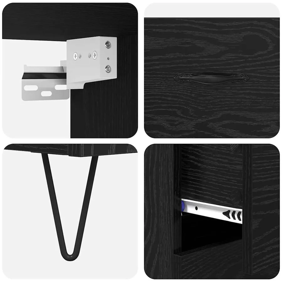 Haut Armoire avec tiroir 2 pcs Chêne noir Bois d'ingénierie - 11