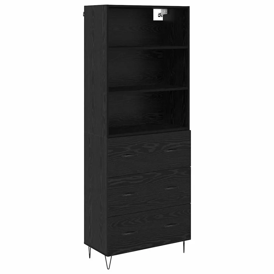 Haut Armoire avec tiroir 2 pcs Chêne noir Bois d'ingénierie - 2