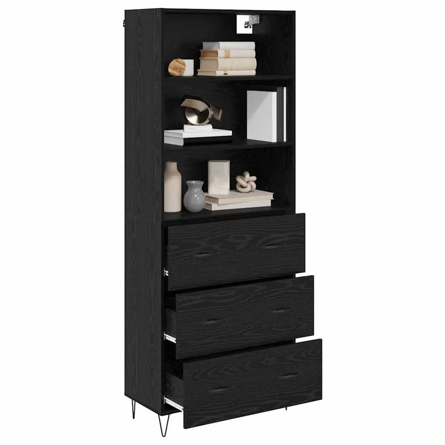 Haut Armoire avec tiroir 2 pcs Chêne noir Bois d'ingénierie - 3