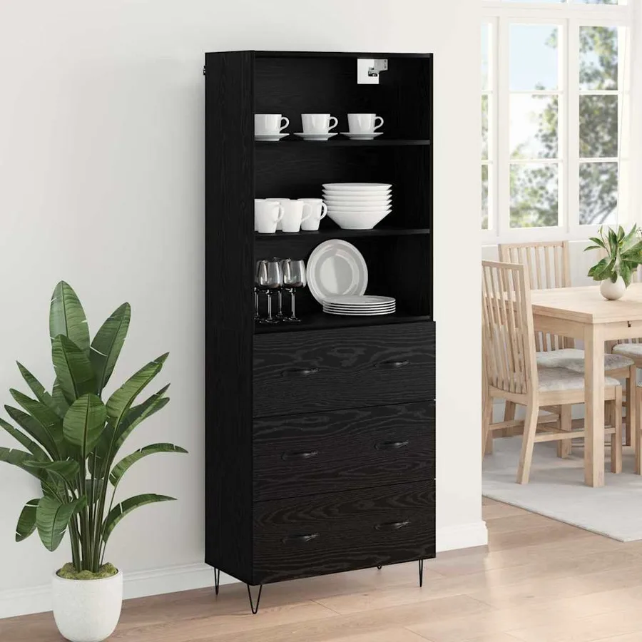 Haut Armoire avec tiroir 2 pcs Chêne noir Bois d'ingénierie - 4