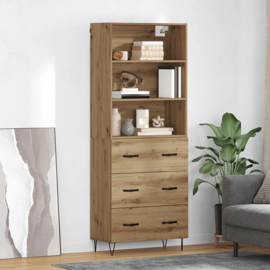 Haut Armoire 2 pcs Chêne artisanal 69,5 x 34 x 180 cm