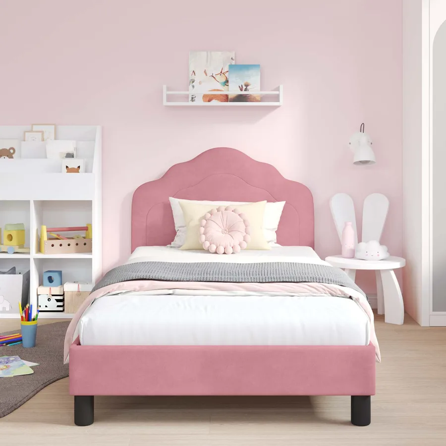 Cadre de lit pour enfants avec tête de lit Rose 90 x 200 cm - 3