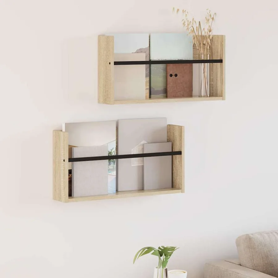 Étagère à magazines 2 pcs Chêne Sonoma 60 x 12 x 30 cm