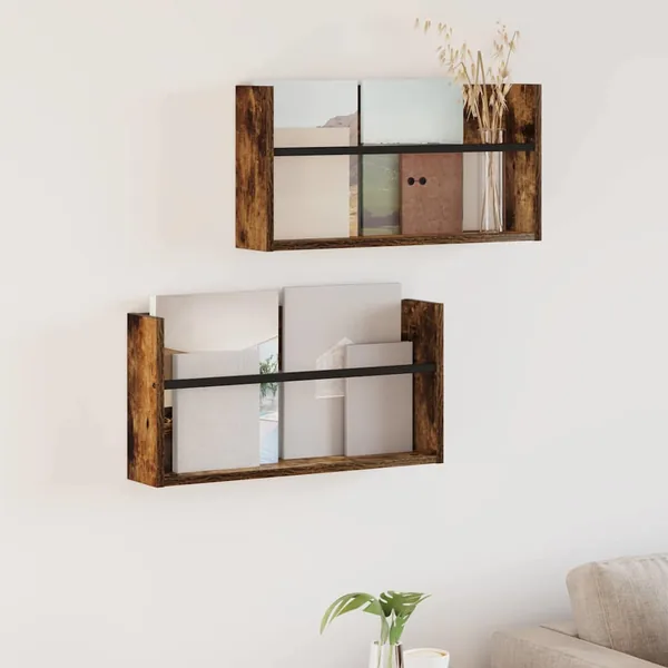 Étagère à magazines 2 pcs Chêne fumé 60 x 12 x 30 cm