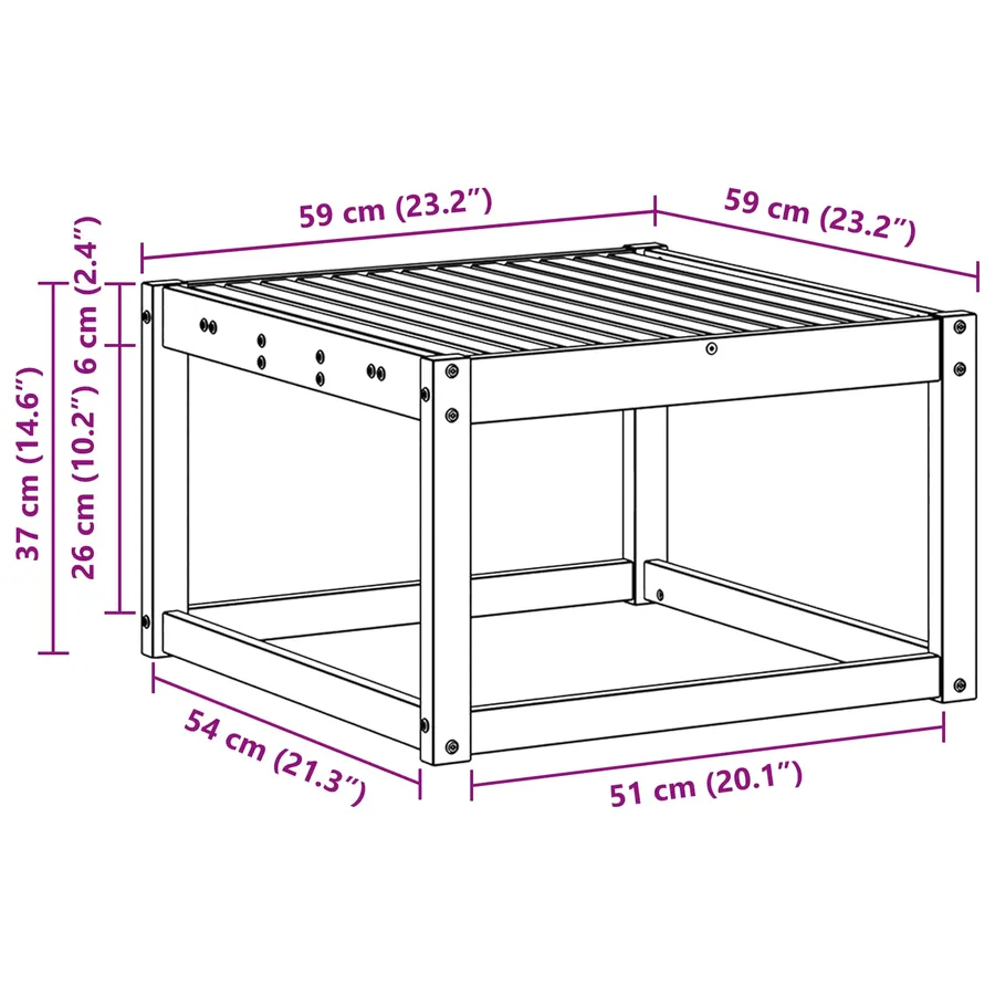 Table de jardin Bois d'Acacia Massif Naturel 59 x 59 x 37 cm - 9