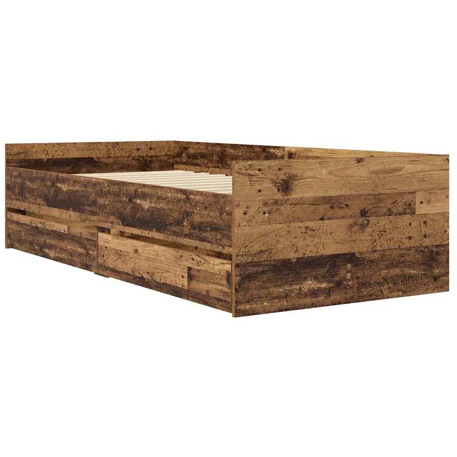 Cadre de lit avec tiroir Bois Ancien 90 x 190 cm Pin massif - 2