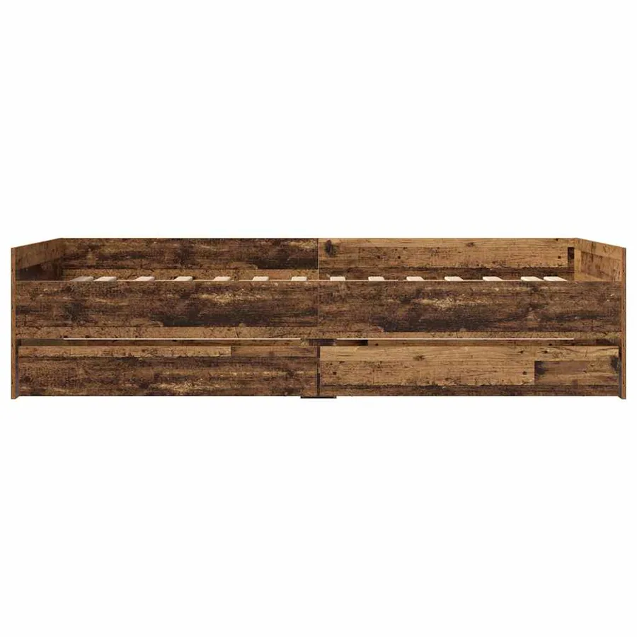 Cadre de lit avec tiroir Bois Ancien 90 x 190 cm Pin massif - 6