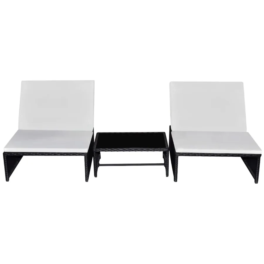 Chaises inclinables de jardin lot de 2 et table résine tressée - 2