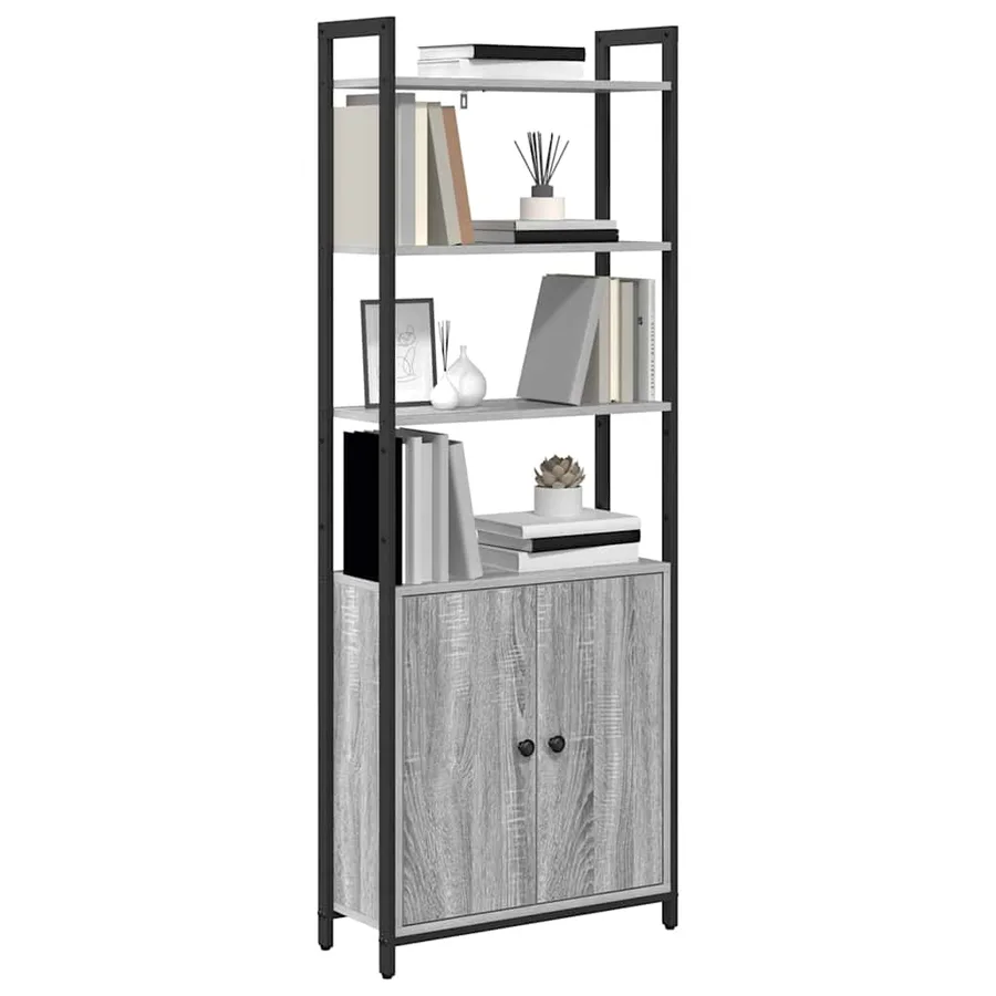 Bibliothèque Gris Sonoma 60 x 24 x 161 cm Bois d'ingénierie - 3