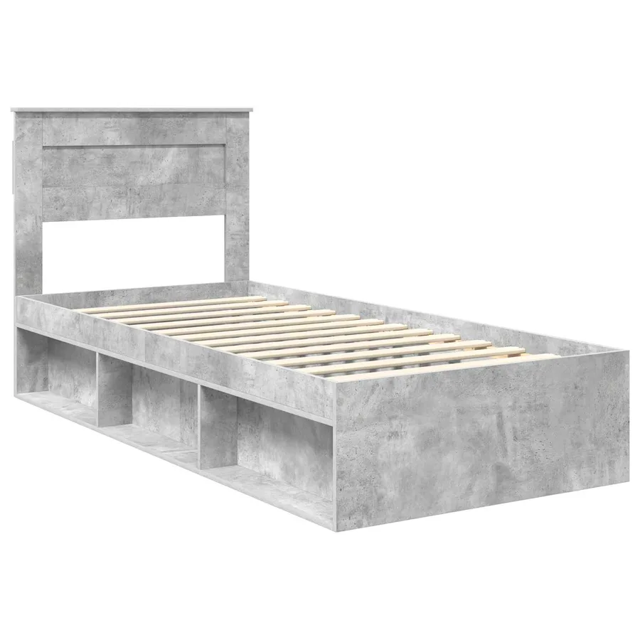 Cadre de lit Béton 90 x 200 cm Bois de pin massif - 4