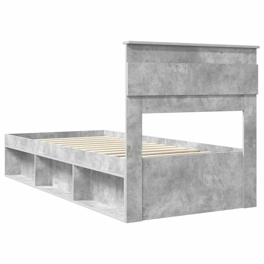 Cadre de lit Béton 90 x 200 cm Bois de pin massif - 9