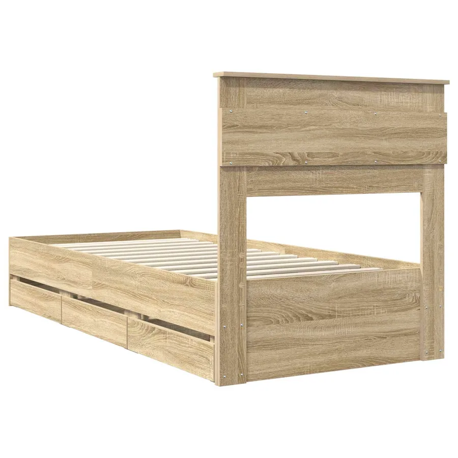 Cadre de lit Chêne Sonoma 75 x 190 cm Bois Ingénierie - 10