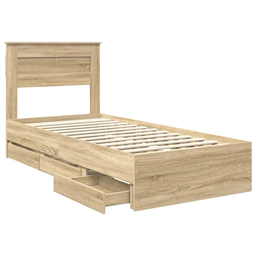 Cadre de lit Chêne Sonoma 75 x 190 cm Bois Ingénierie - 5