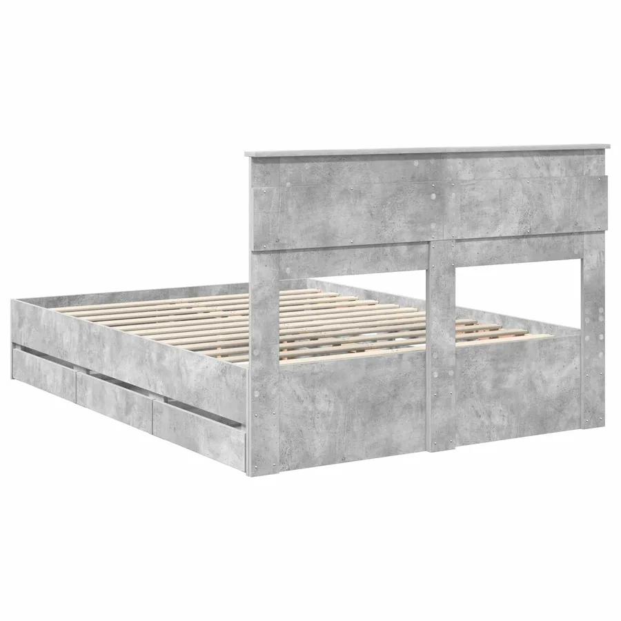 Cadre de lit Gris béton 140 x 200 cm Bois Ingénierie - 10