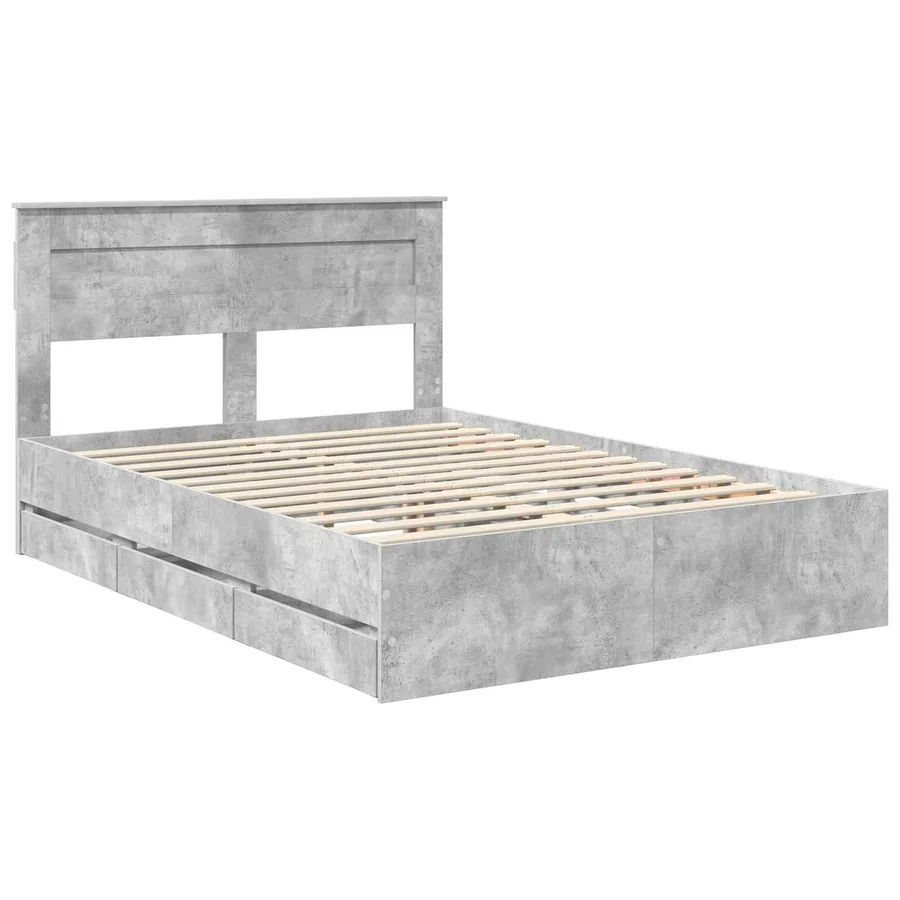Cadre de lit Gris béton 140 x 200 cm Bois Ingénierie - 4