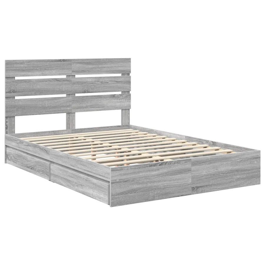 Lit de Rangement Gris Sonoma 140 x 200 cm Bois d'ingénierie - 4