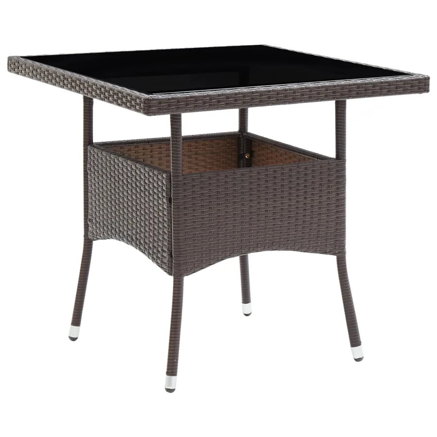 Ensemble à manger de jardin 3pcs Marron Résine tressée et verre - 2