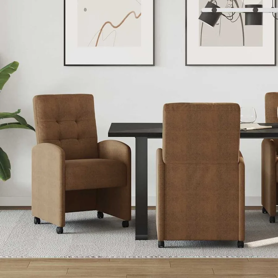 Chaises de Salle à Manger avec Roues 2 pcs Marron