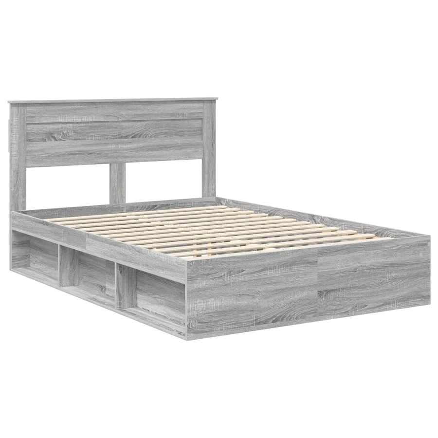 Cadre de lit Gris Sonoma 140 x 190 cm Bois de pin massif - 4
