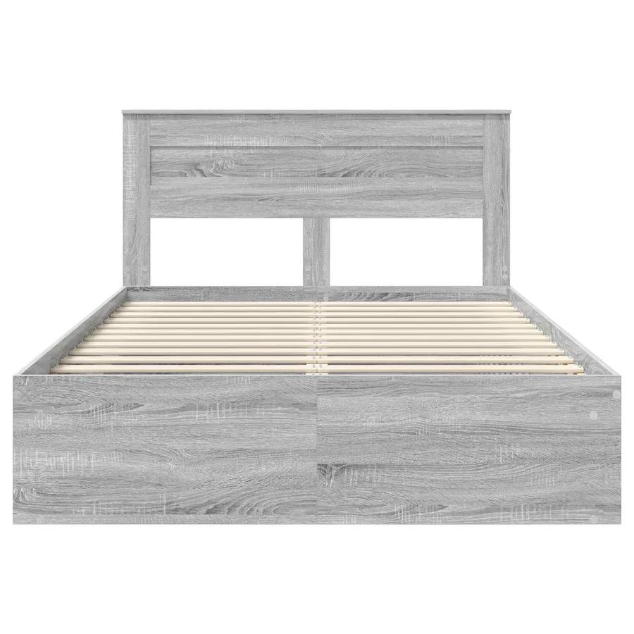 Cadre de lit Gris Sonoma 140 x 190 cm Bois de pin massif - 7