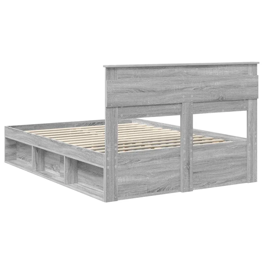 Cadre de lit Gris Sonoma 140 x 190 cm Bois de pin massif - 9