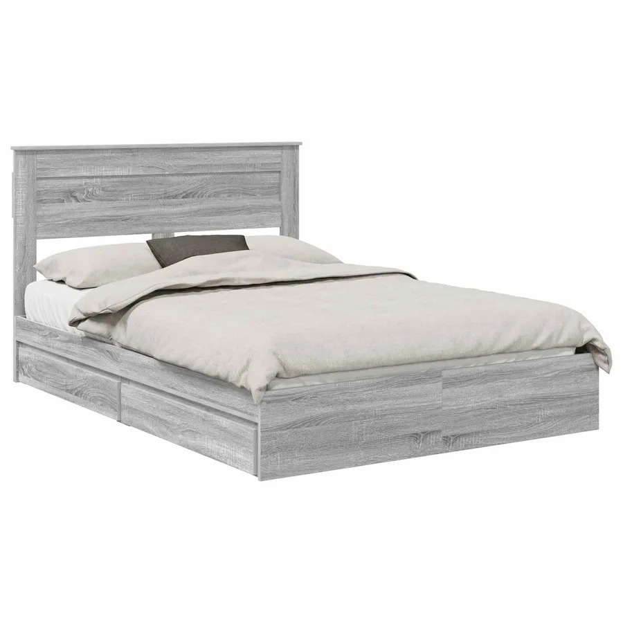 Lit de Rangement Gris Sonoma 140 x 200 cm Bois d'ingénierie - 2
