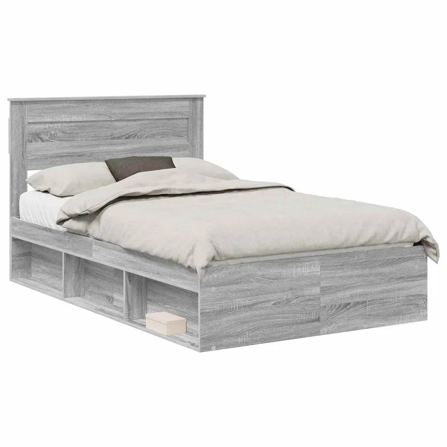 Cadre de lit Gris Sonoma 120 x 190 cm Bois de pin massif - 2
