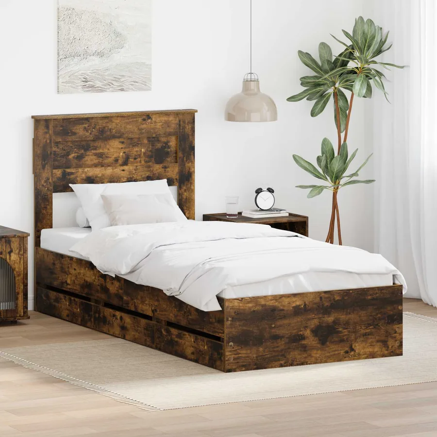 Cadre de lit Chêne fumé 100 x 200 cm Bois Ingénierie