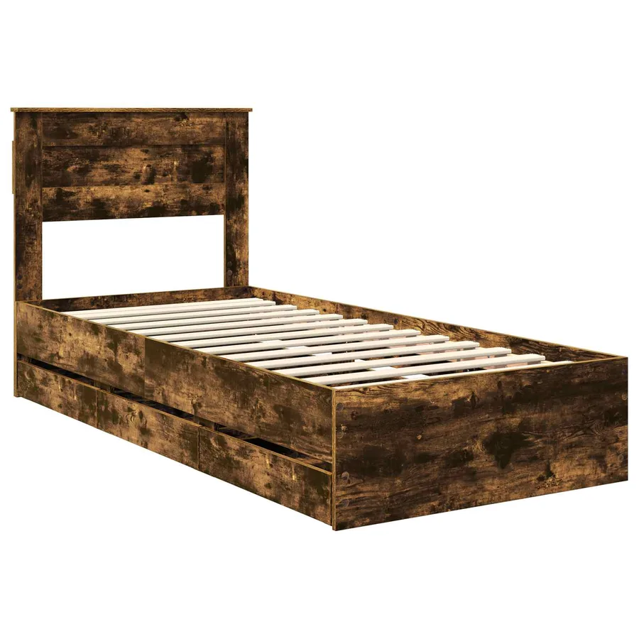 Cadre de lit Chêne fumé 100 x 200 cm Bois Ingénierie - 4