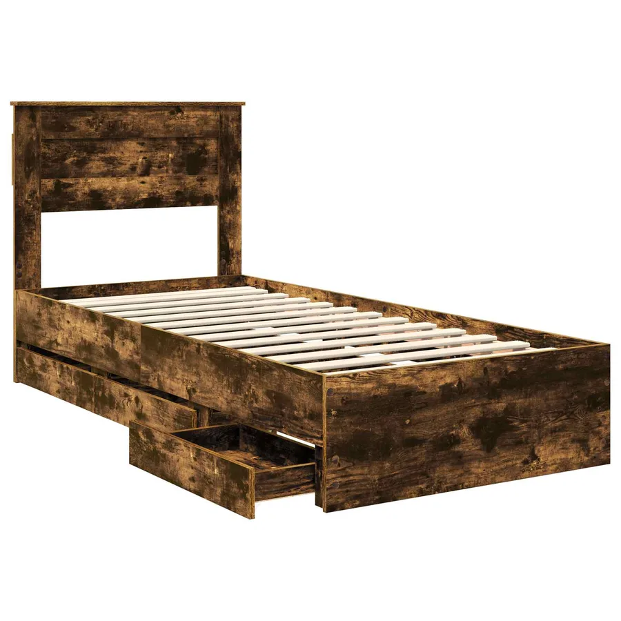 Cadre de lit Chêne fumé 100 x 200 cm Bois Ingénierie - 5