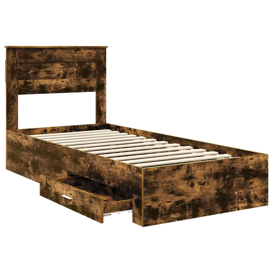 Cadre de lit Chêne fumé 90 x 200 cm Bois d'ingénierie - 5