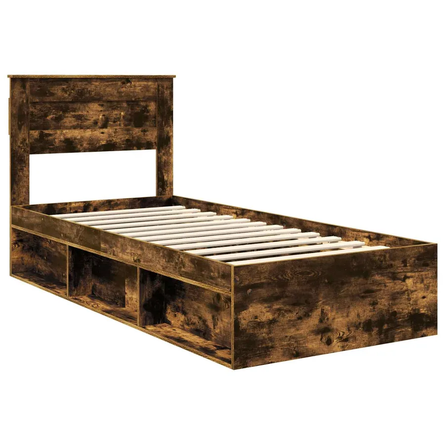 Cadre de lit Chêne fumé 75 x 190 cm Bois de pin massif - 4