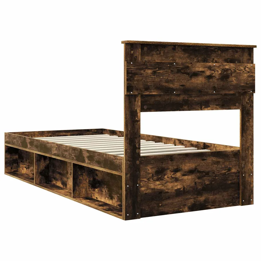 Cadre de lit Chêne fumé 75 x 190 cm Bois de pin massif - 9