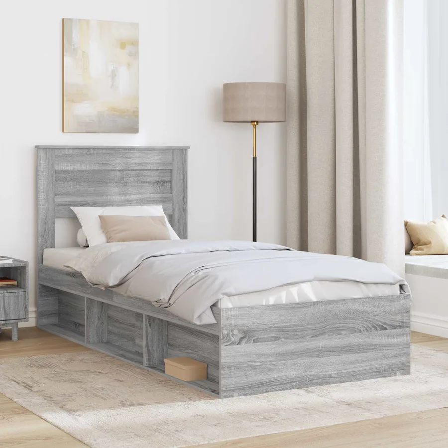 Cadre de lit Gris Sonoma 90 x 200 cm Bois de pin massif - 3