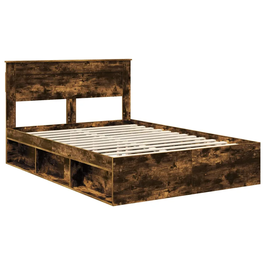 Cadre de lit Chêne fumé 140 x 200 cm Bois de pin massif - 4