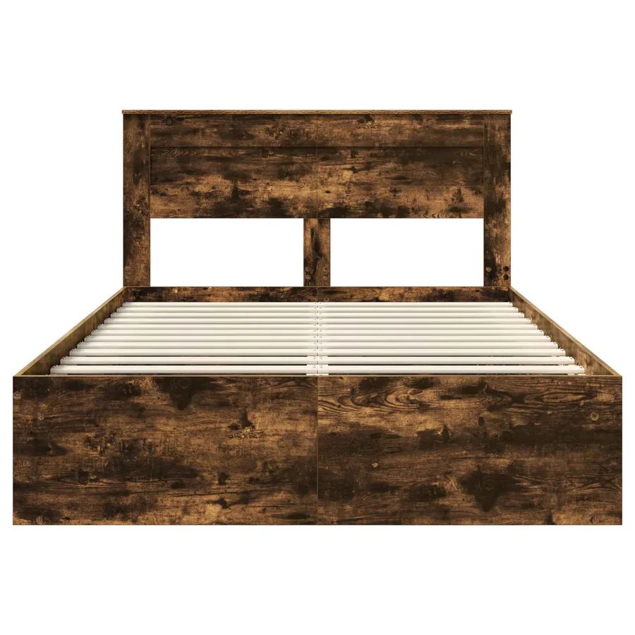 Cadre de lit Chêne fumé 140 x 200 cm Bois de pin massif - 7